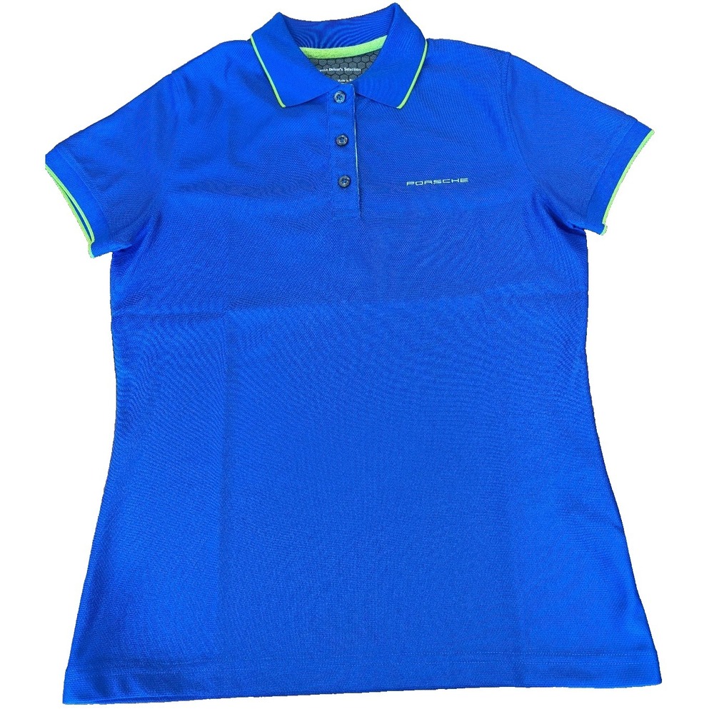 NWTO Porsche polo shirt Sport Collection blue - green edges womens' sz XS golf